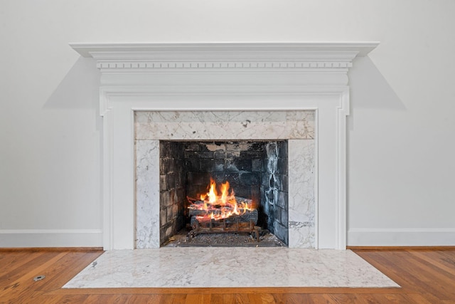 303 Patchen Dr, Lexington, KY 40517 - detailed view of a premium fireplace, wood finished floors, and baseboards