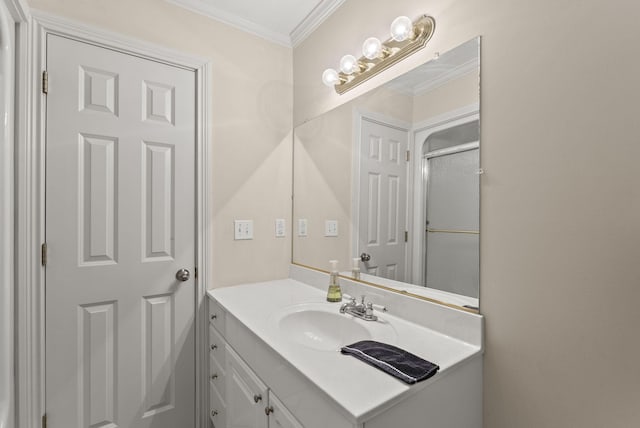 bathroom featuring vanity and crown molding