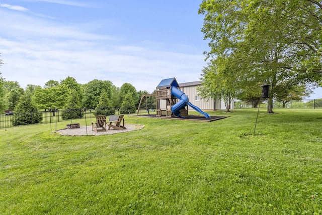 view of yard featuring a playground