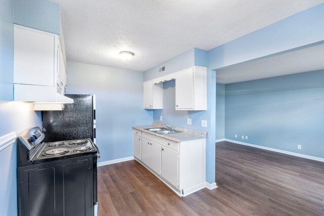 1517 Steadmantown Ln, Frankfort, KY 40601 - kitchen with black appliances, a sink, dark wood-type flooring, light countertops, and white cabinetry