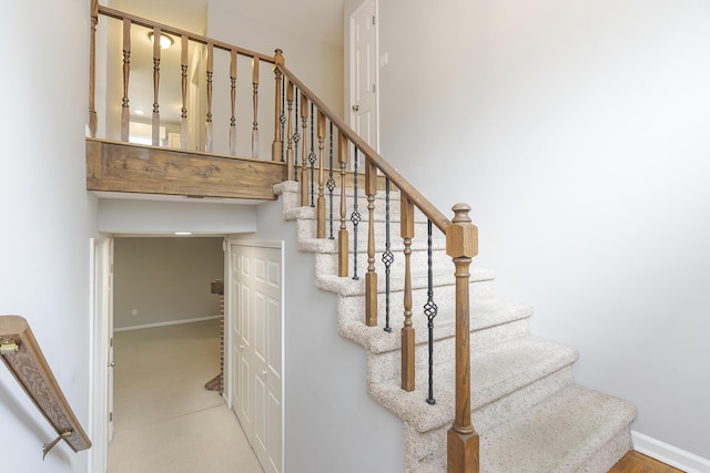stairs with baseboards
