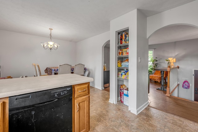 501 Ashley Ct, Berea, KY 40403 - kitchen with dishwasher, arched walkways, and light countertops