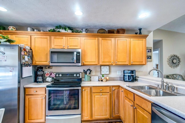 129 General Cleburne Dr, Richmond, KY 40475 - kitchen featuring appliances with stainless steel finishes, a sink, light countertops, and recessed lighting