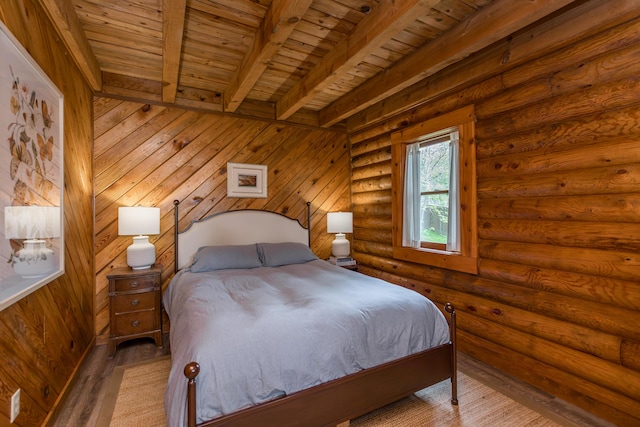 134 Pandora Dr, Harrodsburg, KY 40330 - bedroom featuring beamed ceiling, wood ceiling, and wood finished floors