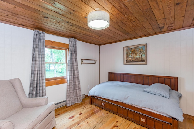 134 Pandora Dr, Harrodsburg, KY 40330 - bedroom featuring wood ceiling, light wood-style floors, and a baseboard radiator