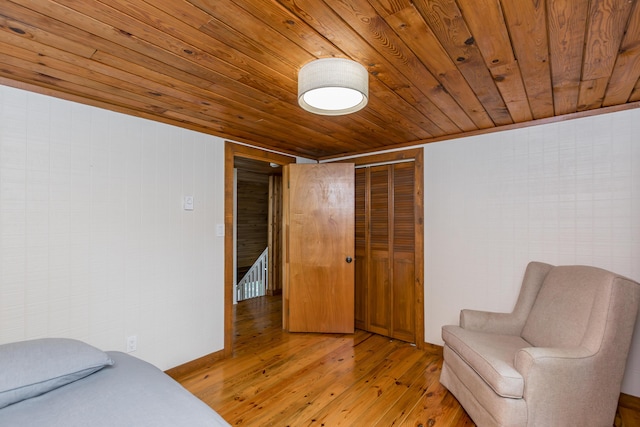 134 Pandora Dr, Harrodsburg, KY 40330 - bedroom with wooden ceiling, light wood-style floors, and a closet