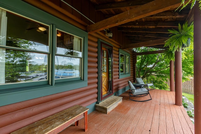 134 Pandora Dr, Harrodsburg, KY 40330 - wooden deck featuring covered porch