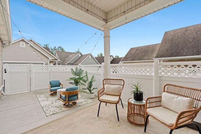 view of patio featuring a fenced backyard