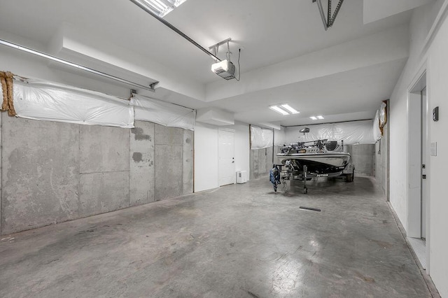 garage with a garage door opener