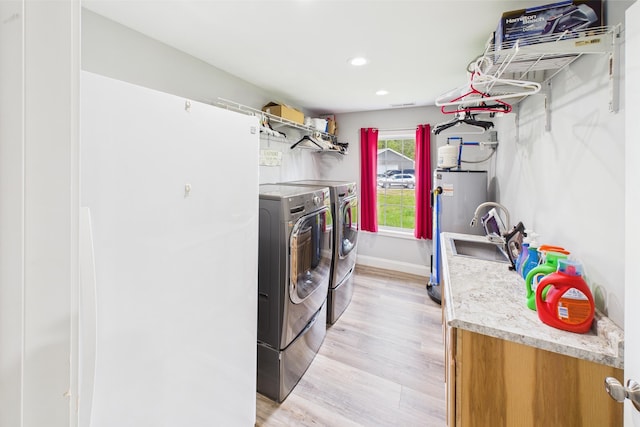 663 John R Jones Rd, London, KY 40741 - clothes washing area with washer and dryer, light wood-type flooring, recessed lighting, and baseboards