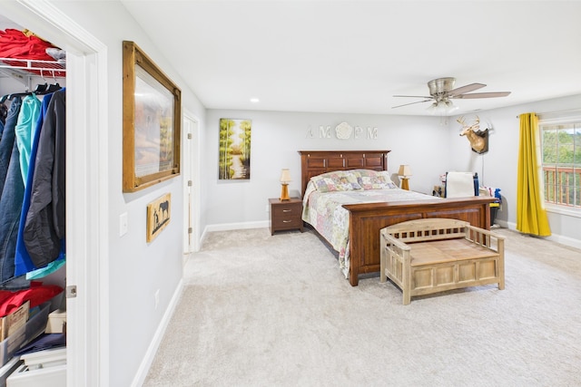 663 John R Jones Rd, London, KY 40741 - bedroom with light carpet, baseboards, recessed lighting, and ceiling fan