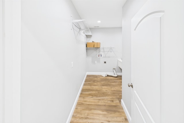 663 John R Jones Rd, London, KY 40741 - clothes washing area with washer hookup, light wood-style floors, hookup for an electric dryer, recessed lighting, and baseboards