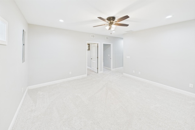 663 John R Jones Rd, London, KY 40741 - spare room featuring a ceiling fan, light colored carpet, baseboards, and recessed lighting
