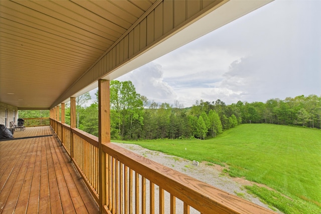 663 John R Jones Rd, London, KY 40741 - wooden deck featuring a forest view and a lawn