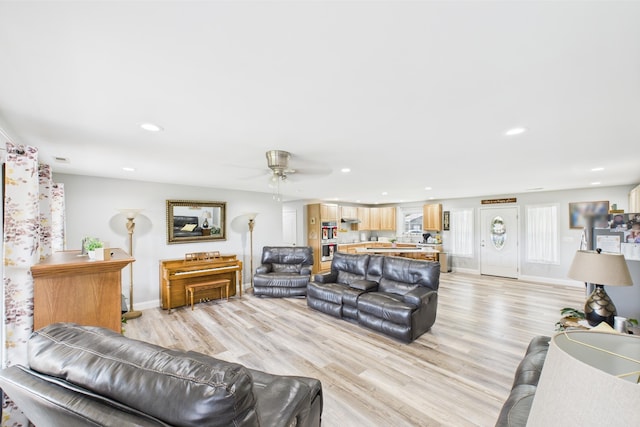 663 John R Jones Rd, London, KY 40741 - living area with ceiling fan, light wood finished floors, recessed lighting, and baseboards