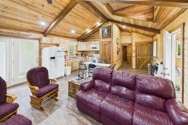 663 John R Jones Rd, London, KY 40741 - living room with wooden ceiling, wood walls, and wood finished floors