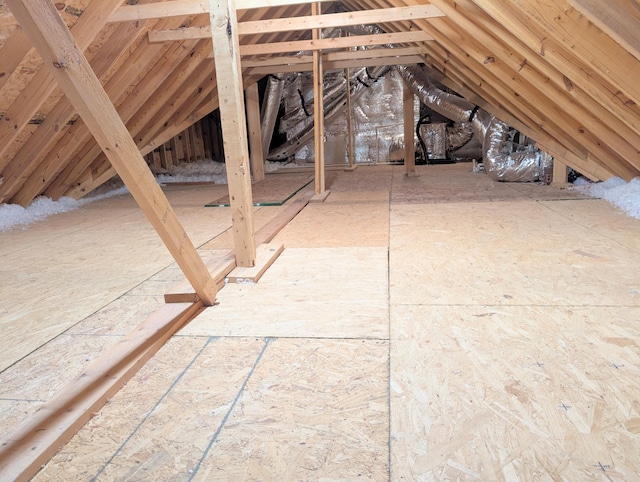 view of unfinished attic