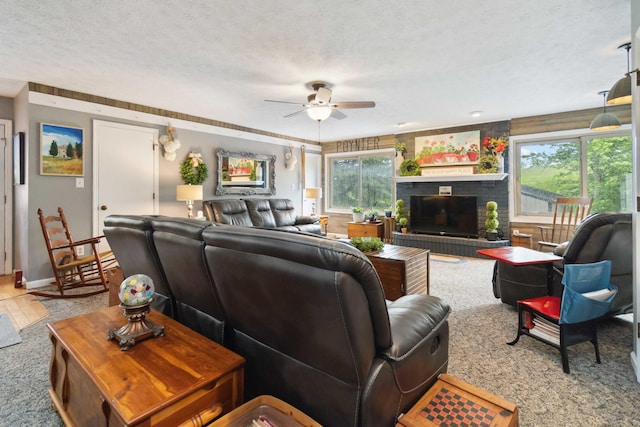 429 Old Danville Rd, Lancaster, KY 40444 - living room with a ceiling fan, a textured ceiling, and baseboards