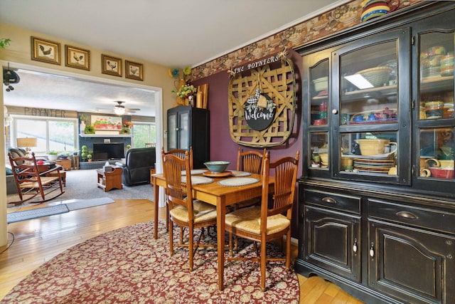 429 Old Danville Rd, Lancaster, KY 40444 - dining area featuring a ceiling fan and light wood-type flooring