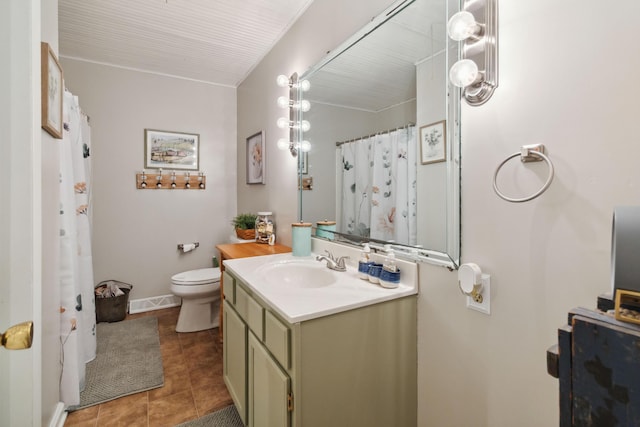 429 Old Danville Rd, Lancaster, KY 40444 - bathroom with toilet, vanity, tile patterned flooring, and a shower with curtain
