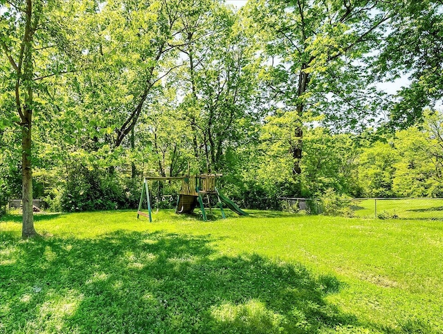 view of yard with a playground