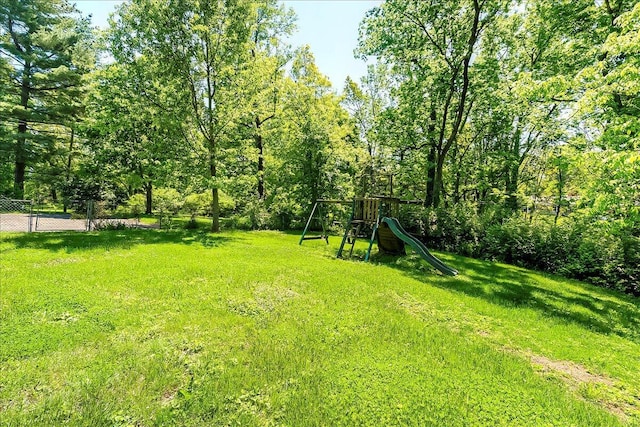 view of yard featuring a playground