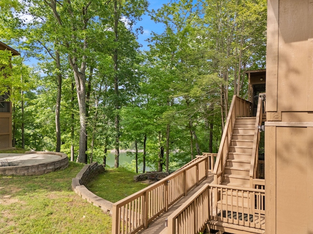 18-2 Woodson Bend Resort, Bronston, KY 42518 - view of grassy yard with stairway and a wooden deck