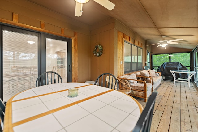 18-2 Woodson Bend Resort, Bronston, KY 42518 - dining space with a ceiling fan, lofted ceiling, and light wood finished floors