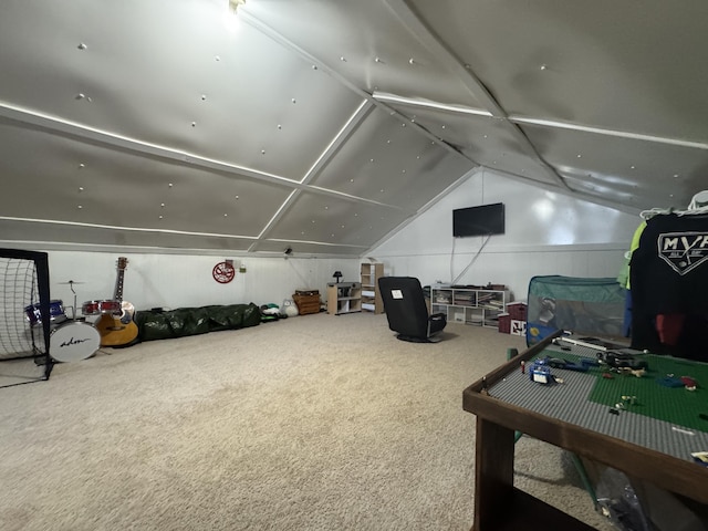 bonus room featuring carpet floors and vaulted ceiling