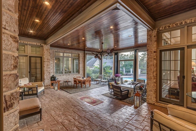 150 Old Woods Dr, Nicholasville, KY 40356 - sunroom with wooden ceiling, ornamental molding, and recessed lighting