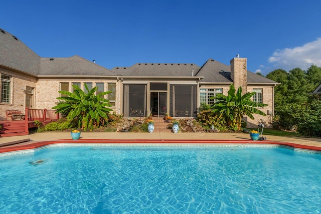 150 Old Woods Dr, Nicholasville, KY 40356 - outdoor pool featuring a deck and a sunroom