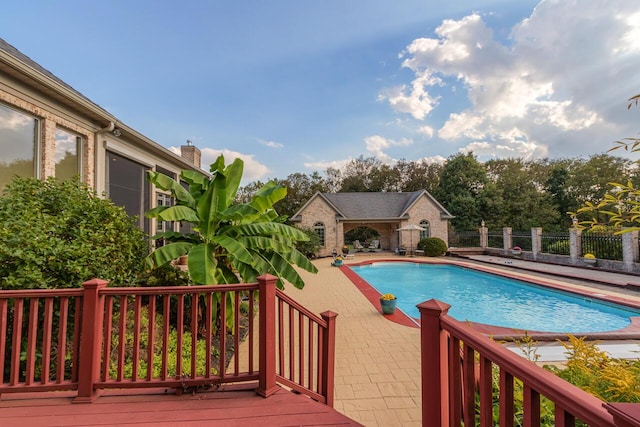 150 Old Woods Dr, Nicholasville, KY 40356 - view of pool with fence, a patio area, a deck, and an outdoor structure