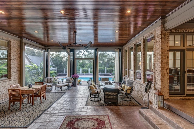 150 Old Woods Dr, Nicholasville, KY 40356 - sunroom featuring wood ceiling and crown molding