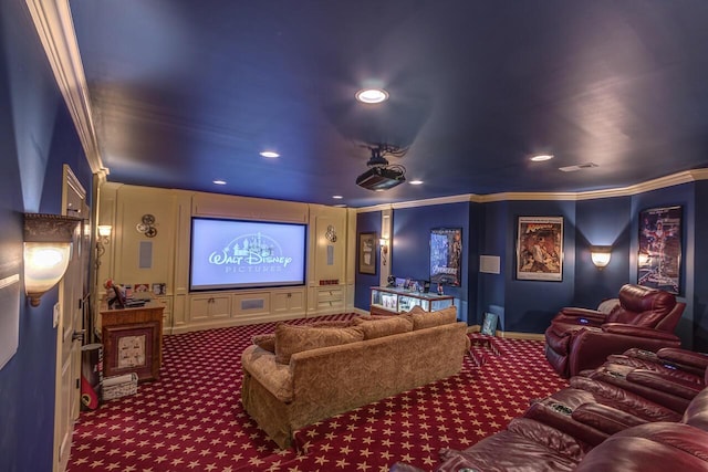 150 Old Woods Dr, Nicholasville, KY 40356 - cinema room with carpet, crown molding, recessed lighting, and baseboards