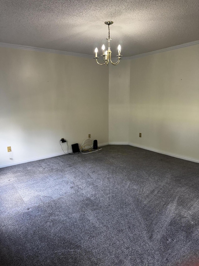 400 Natures Pointe Dr, Somerset, KY 42503 - carpeted empty room with crown molding, a chandelier, and a textured ceiling