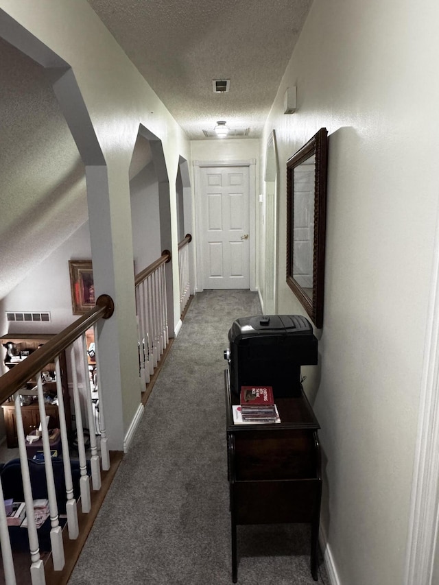 400 Natures Pointe Dr, Somerset, KY 42503 - hallway with a textured ceiling, carpet floors, an upstairs landing, and baseboards