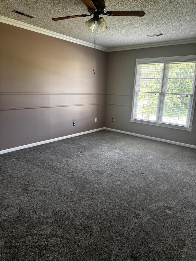 400 Natures Pointe Dr, Somerset, KY 42503 - carpeted spare room with a textured ceiling, ornamental molding, and ceiling fan