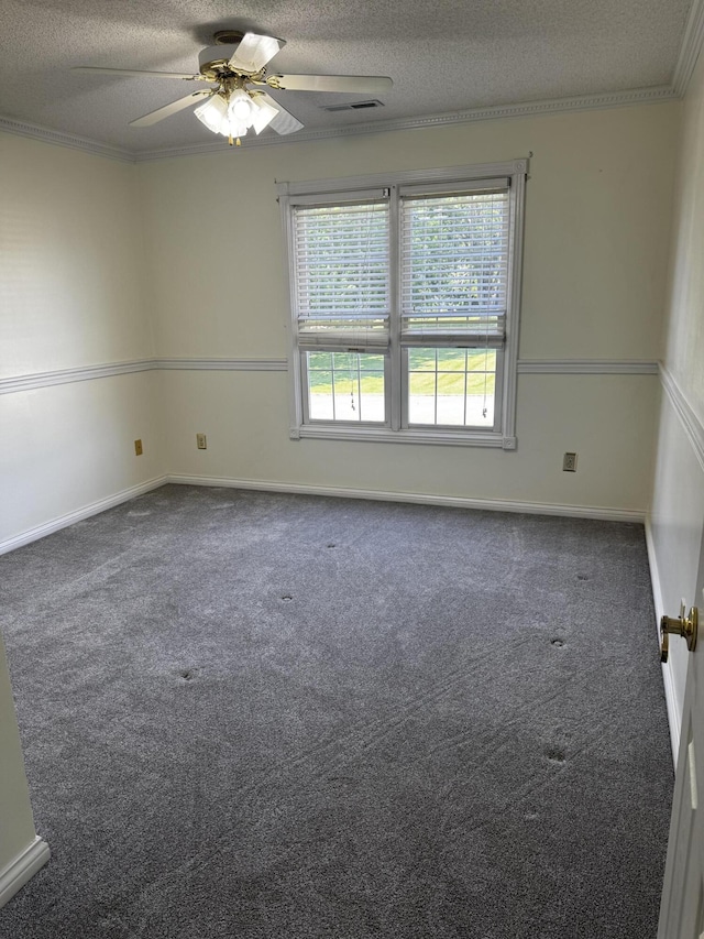 400 Natures Pointe Dr, Somerset, KY 42503 - carpeted empty room with a textured ceiling, ceiling fan, and crown molding