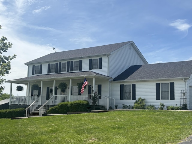 2230 Perryville Rd, Harrodsburg, KY 40330 - view of front of property with a porch, a front lawn, and a shingled roof