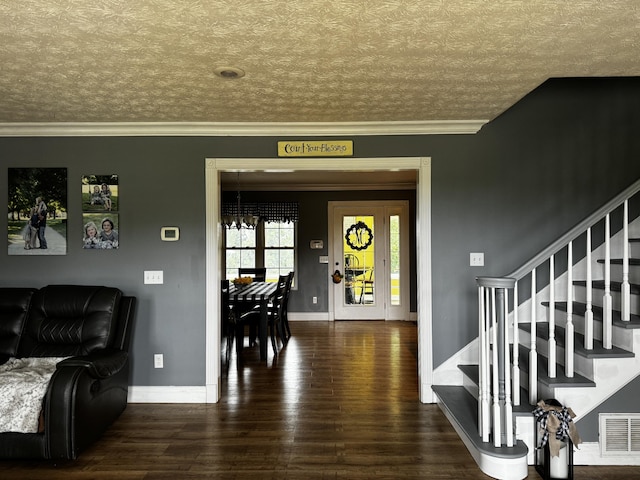 2230 Perryville Rd, Harrodsburg, KY 40330 - foyer featuring stairs, wood finished floors, ornamental molding, and baseboards