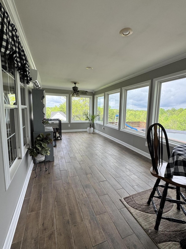 2230 Perryville Rd, Harrodsburg, KY 40330 - sunroom / solarium featuring wood finished floors, baseboards, plenty of natural light, and ornamental molding