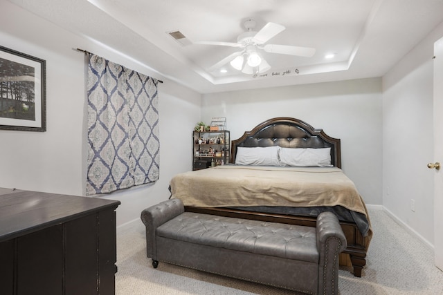 3065 Caddis Ln, Lexington, KY 40511 - carpeted bedroom with a tray ceiling, baseboards, ceiling fan, and recessed lighting