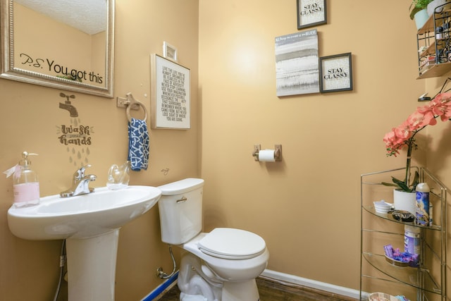 3065 Caddis Ln, Lexington, KY 40511 - bathroom featuring toilet, wood finished floors, baseboards, and a sink