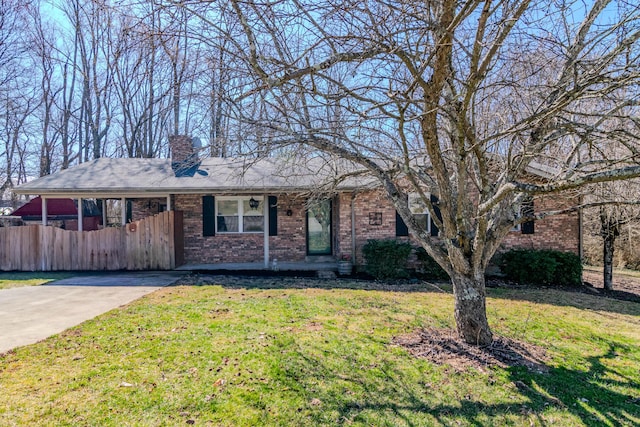 1102 Iroquois Dr, Mt Sterling, KY 40353 - ranch-style home with a chimney, brick siding, and a porch