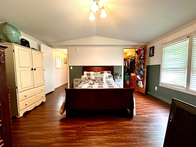199 Langnau Rd, London, KY 40741 - bedroom with lofted ceiling, dark wood finished floors, a spacious closet, ornamental molding, and a closet