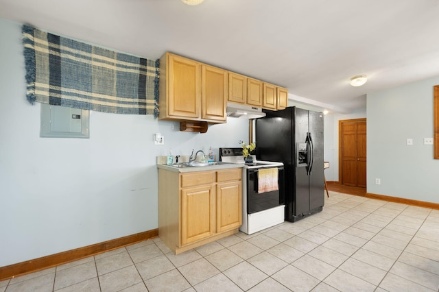 571 Whitlock Rd, Richmond, KY 40475 - kitchen featuring range with electric stovetop, under cabinet range hood, a sink, baseboards, and light countertops