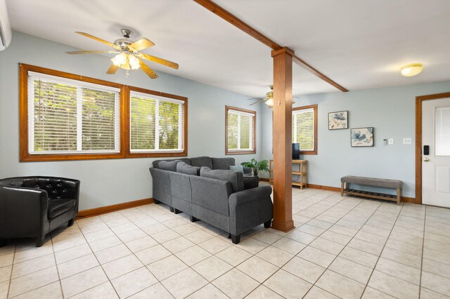 571 Whitlock Rd, Richmond, KY 40475 - living area featuring a ceiling fan, light tile patterned floors, and baseboards
