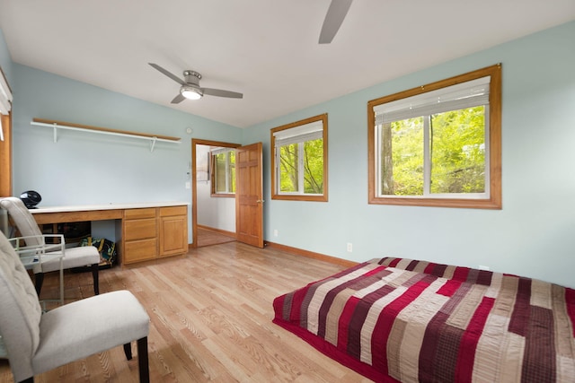 571 Whitlock Rd, Richmond, KY 40475 - bedroom featuring light wood-style flooring, lofted ceiling, baseboards, and a ceiling fan