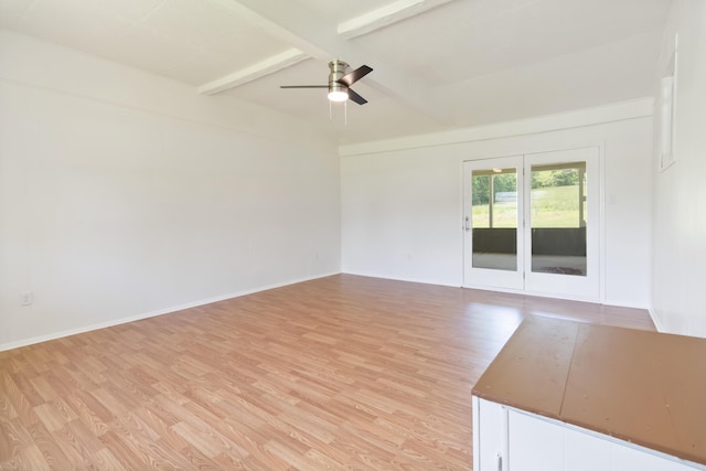 6362 E Laurel Rd, London, KY 40741 - spare room featuring light wood-type flooring, a ceiling fan, beamed ceiling, and baseboards