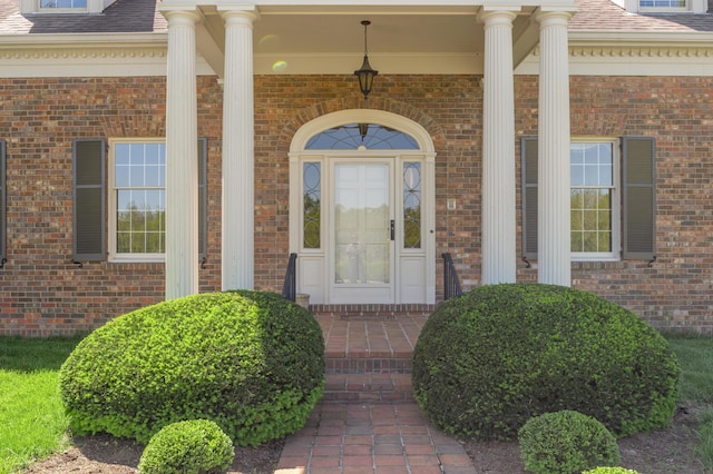 1373 Delong Cir, Lexington, KY 40515 - entrance to property with brick siding, roof with shingles, and a porch